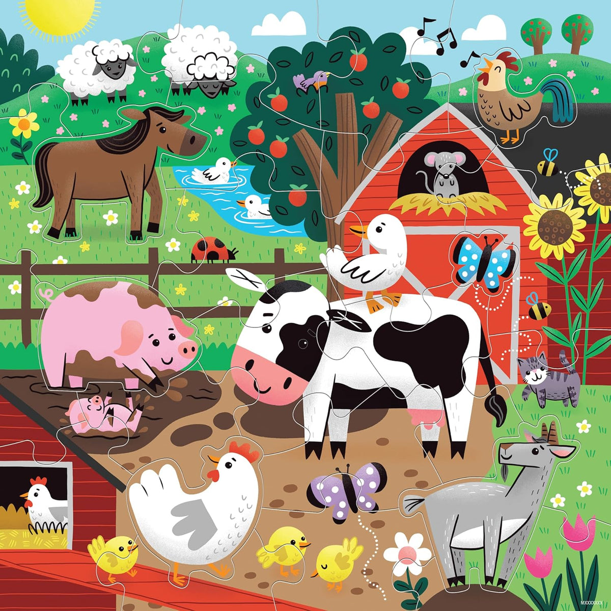 Farm Friends Adventure Big Floor Puzzle – 12 Piece Educational Puzzle for Toddlers Ages 2+