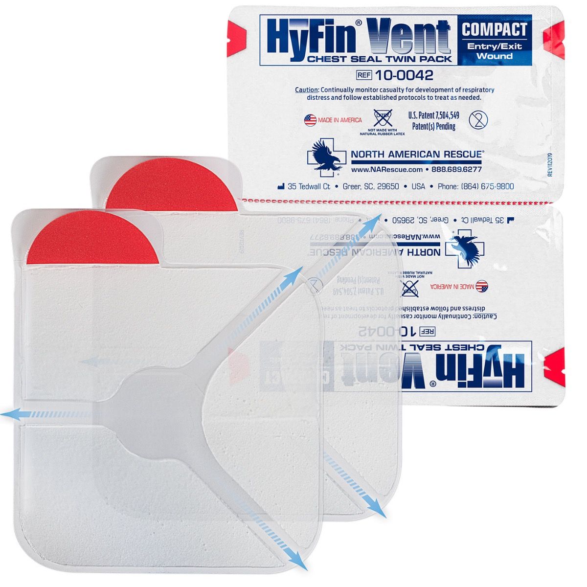 Hyfin Vent Compact Chest Seal Twin Pack, 10-0042, North American Rescue