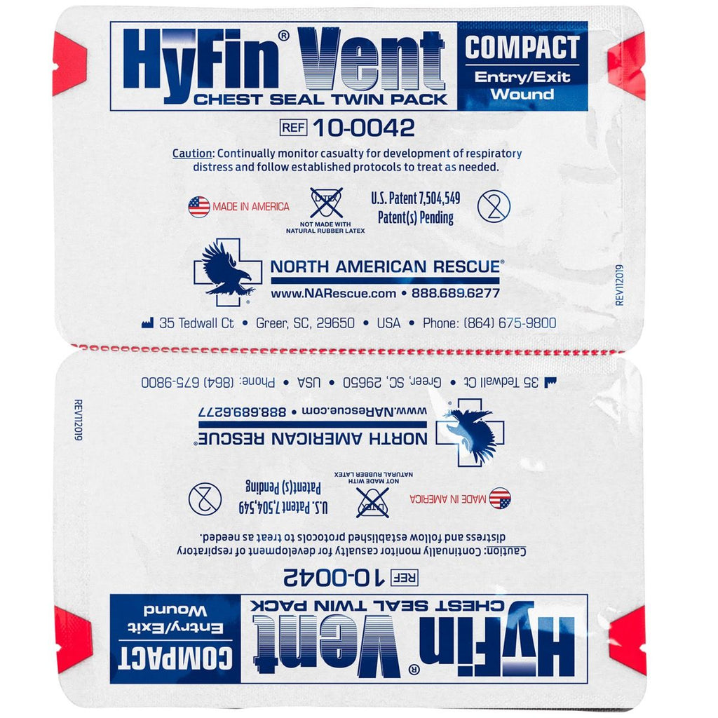 Hyfin Vent Compact Chest Seal Twin Pack, 10-0042, North American Rescue