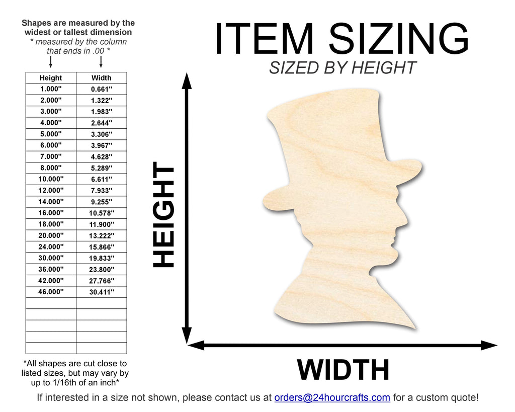 Unfinished Wood Abraham Lincoln Silhouette | DIY American History Craft Cutout | Up to 36"