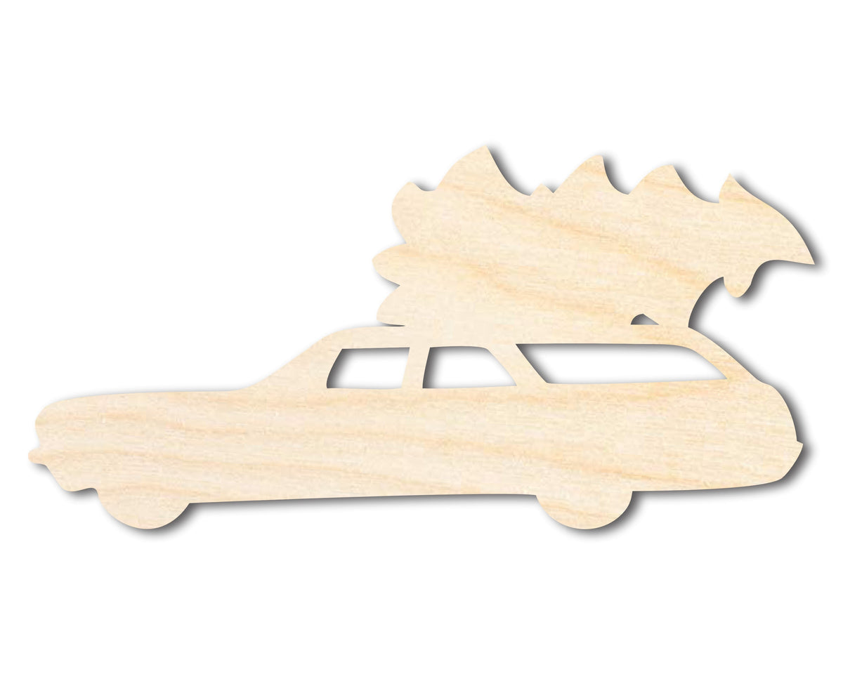 Unfinished Wood Christmas Tree Station Wagon Shape - Craft - up to 46"