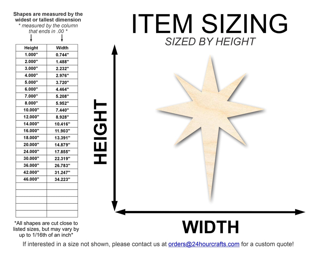 Unfinished Wood Bethlehem Star Shape | DIY Christmas Craft Cutout | Up to 36"