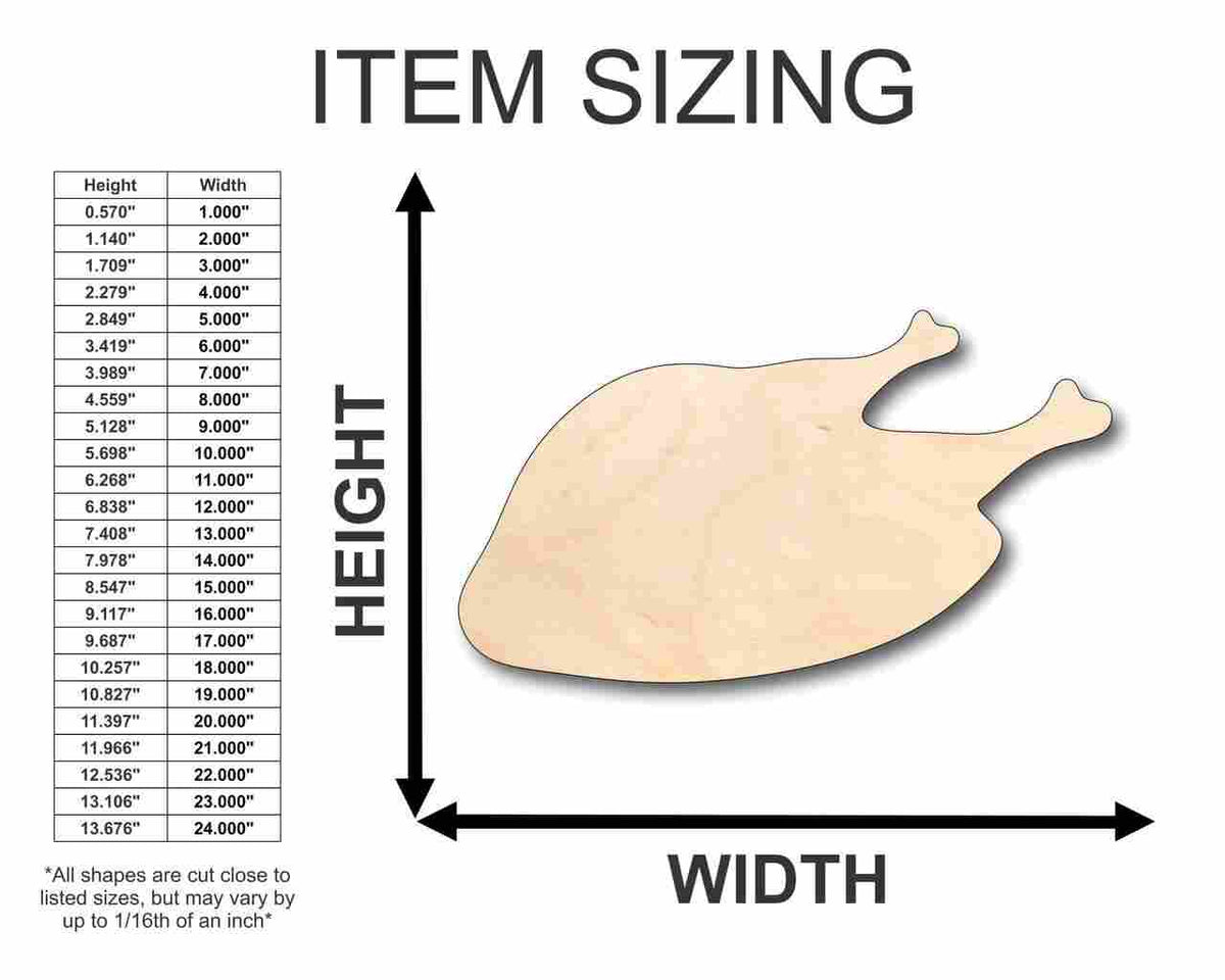 Unfinished Wood Cooked Turkey Shape - Thanksgiving - Kitchen - Food - Craft - up to 46" DIY