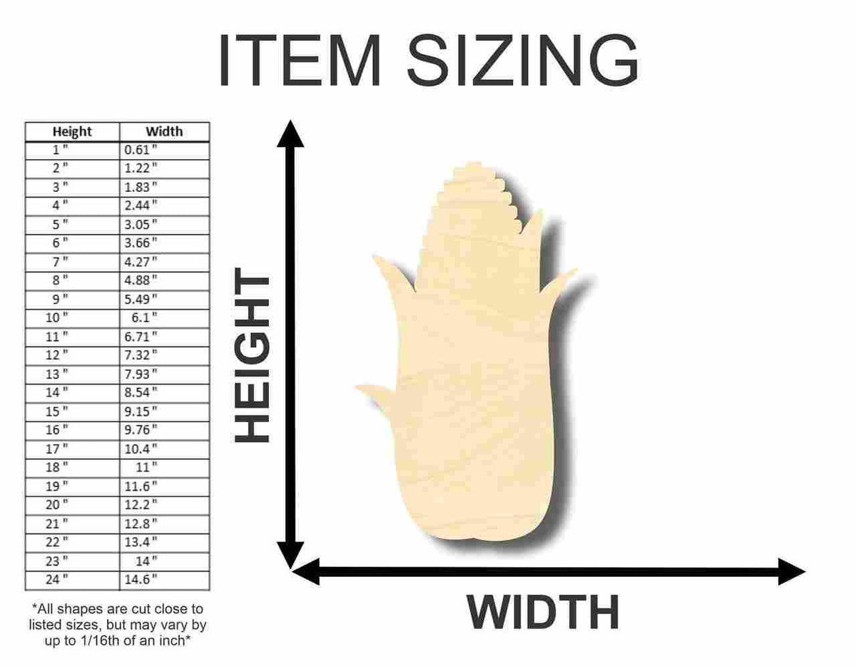 Unfinished Wood Corn Shape - Fall - Kitchen - Food - Craft - up to 46" DIY