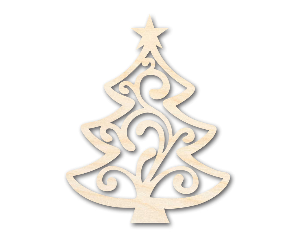 Unfinished Wood Flourish Christmas Tree Shape - Craft - up to 46"