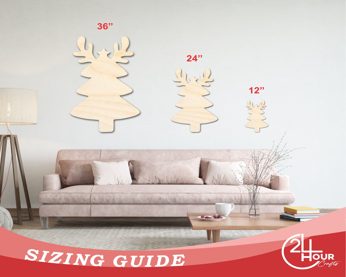 Unfinished Wood Reindeer Christmas Tree Shape - Craft - up to 46" DIY