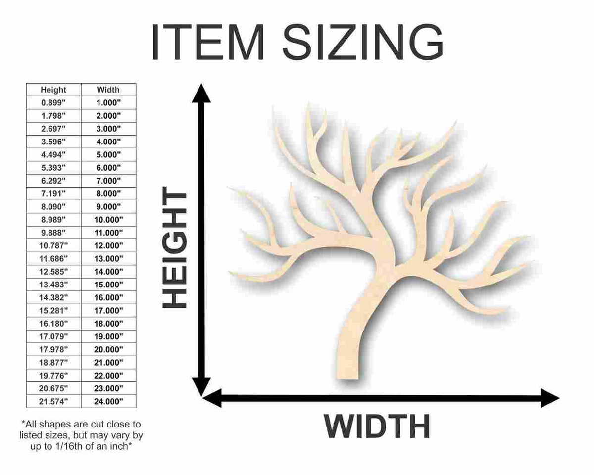 Unfinished Wood Tree No Leaves Shape - Fall - Winter - Craft - up to 46" DIY