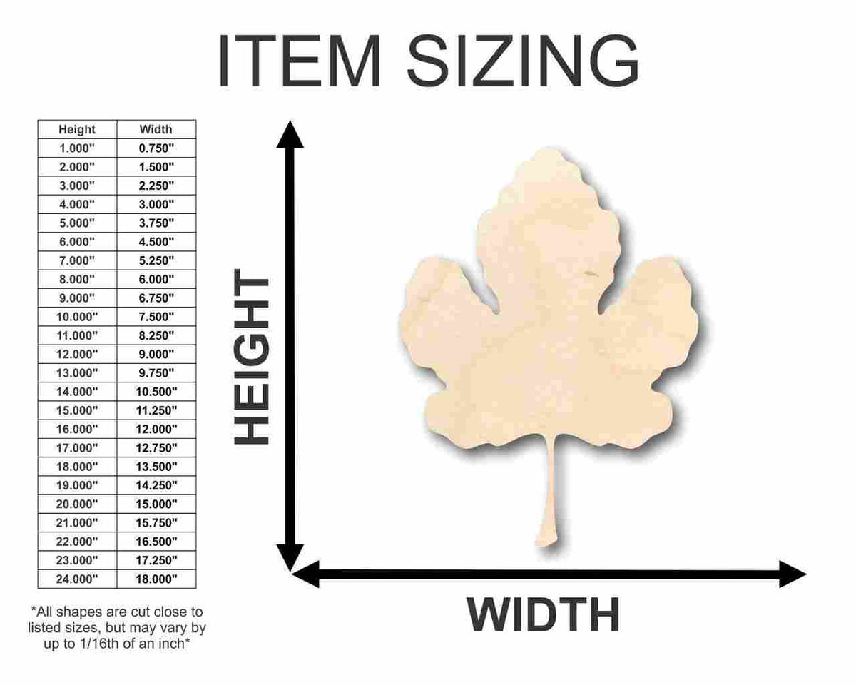 Unfinished Wood Fig Leaf Shape - Fall - Fruit - Craft - up to 46" DIY