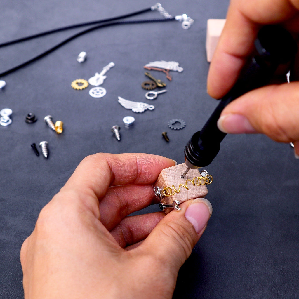 DIY Timberbot Kit – Build 2 Wooden Robots, Make Keychains & Necklaces