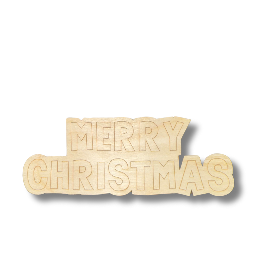 Unfinished Wood Etched Merry Christmas Shape | Paint By Line Crafts | up to 30" DIY