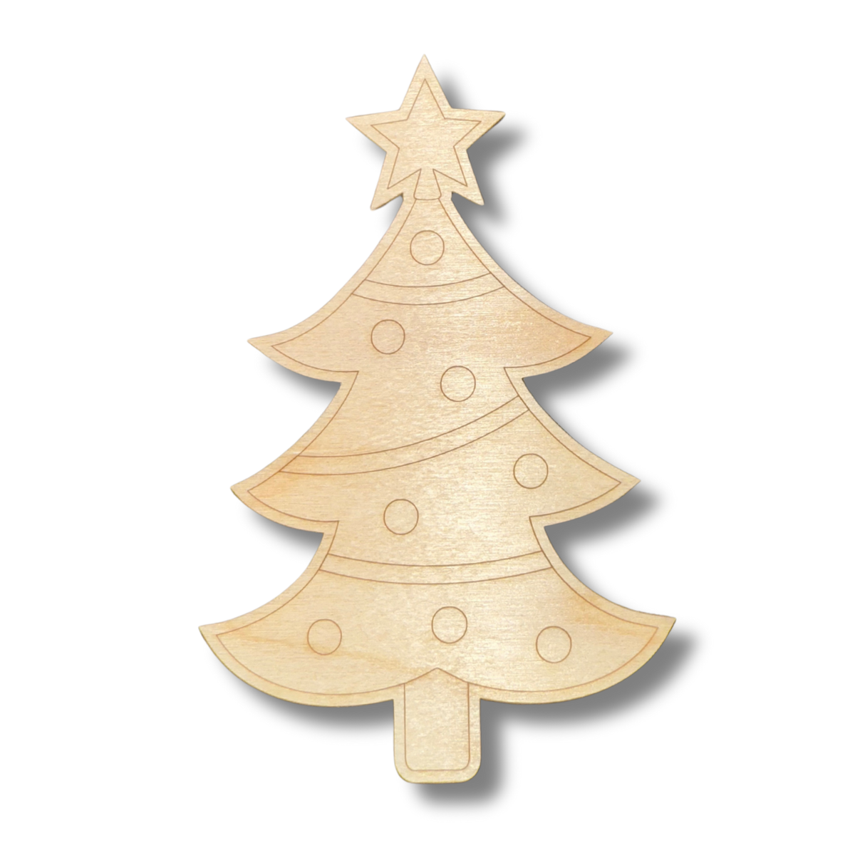Unfinished Wood Etched Christmas Tree Shape | Paint By Line Crafts | up to 30" DIY