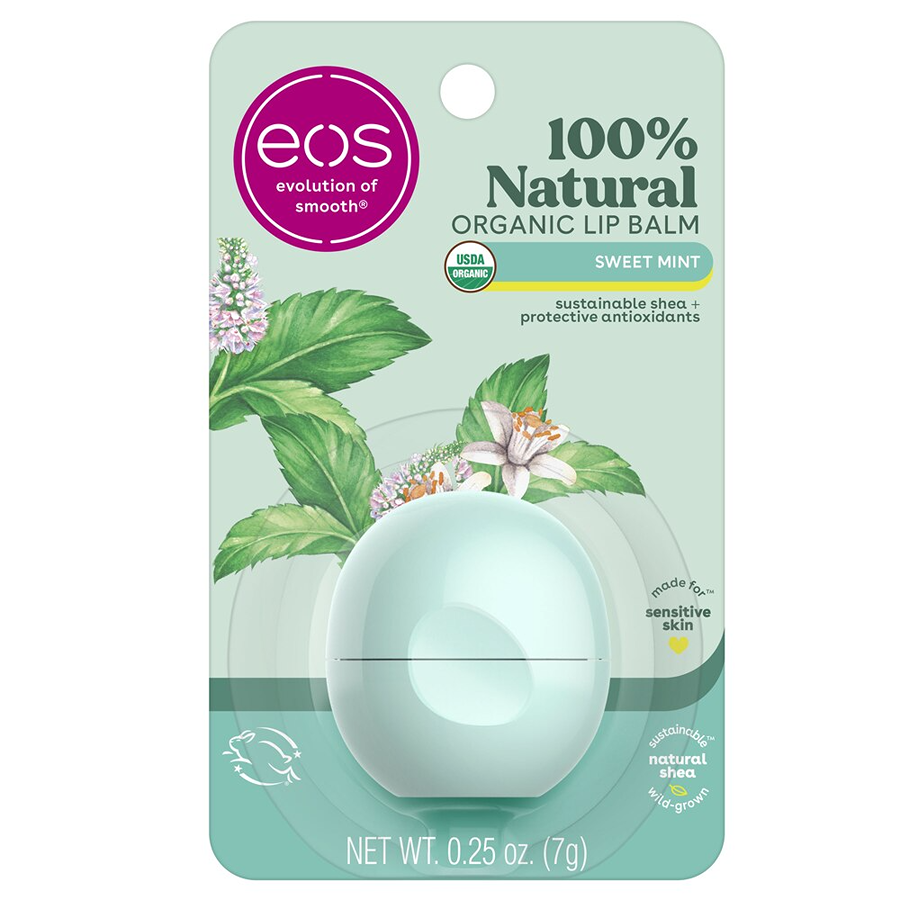 Eos  Organic 100% Natural Shea  Lip Balm Sweet Mint 0.25 Oz