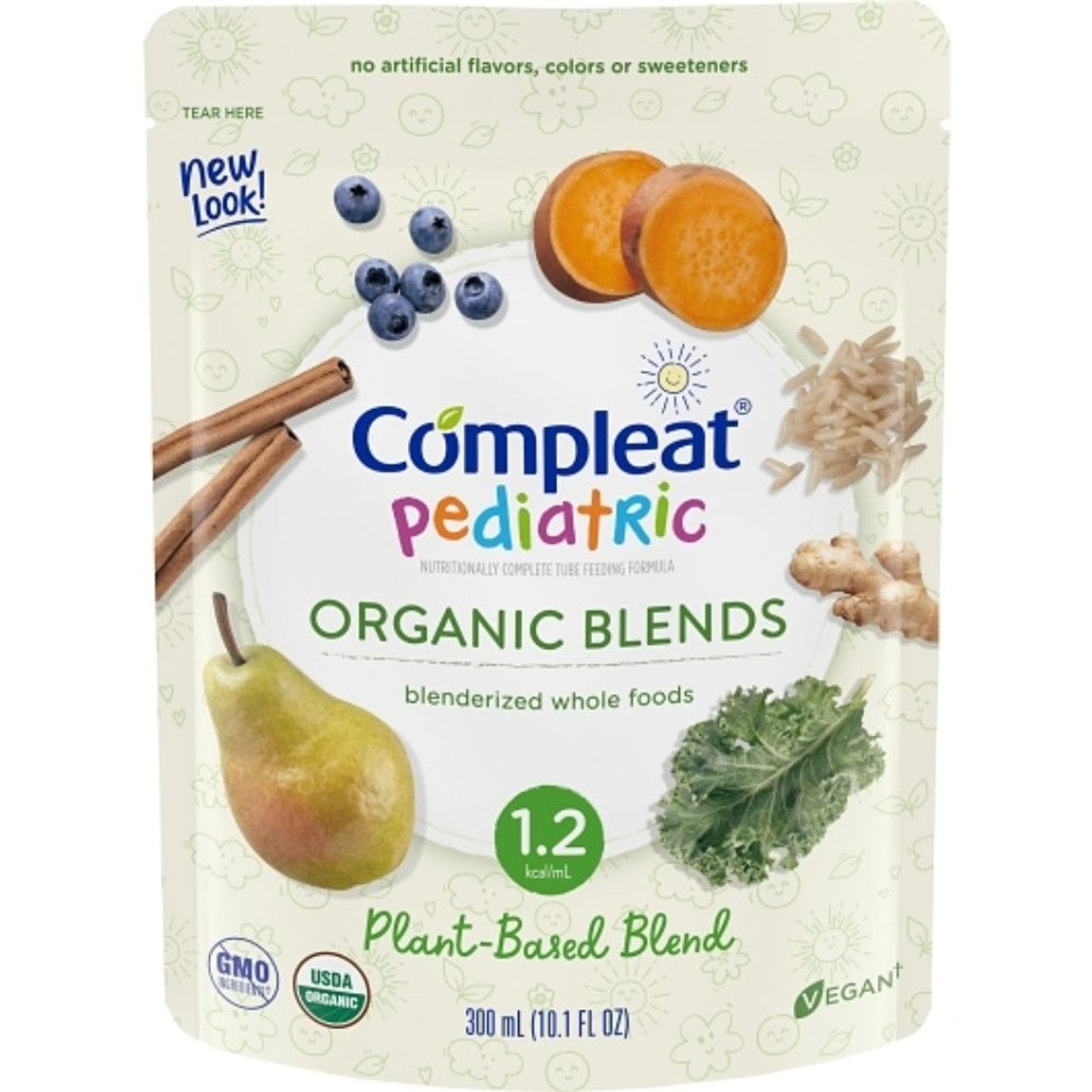 Compleat Nestle Organic Blends Pediatric Plant Base Protein Tube Feeding, 10 Fluid Ounce Pouch, 24 Per Case