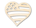 Unfinished Wood American Heart Flag Shape - USA Craft - up to 46"