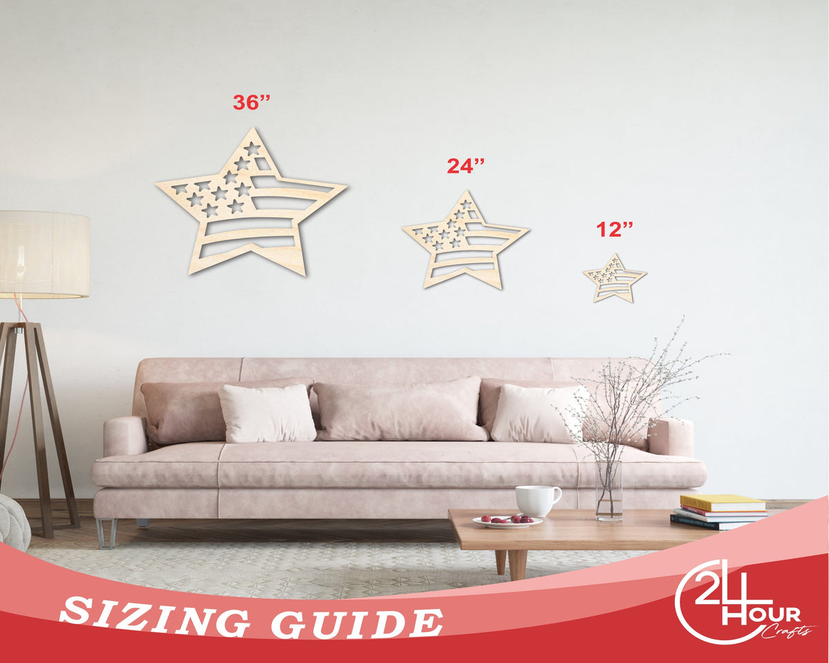 Unfinished Wood USA Star Shape - Craft - up to 46"