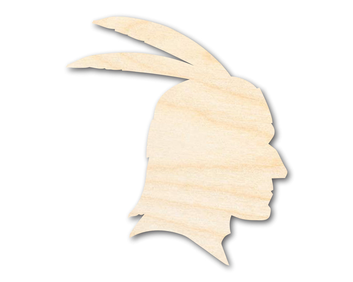 Unfinished Wood Native American Head Profile Silhouette | DIY Native American Craft Cutout | up to 46" DIY