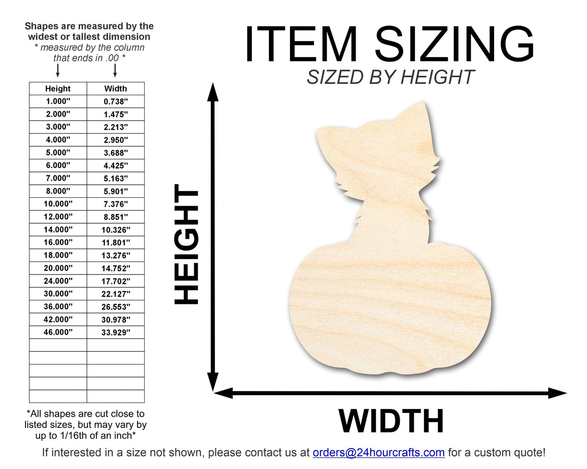 Unfinished Wood Cat on Pumpkin Shape | DIY Fall Cat Craft Cutout | up to 46" DIY