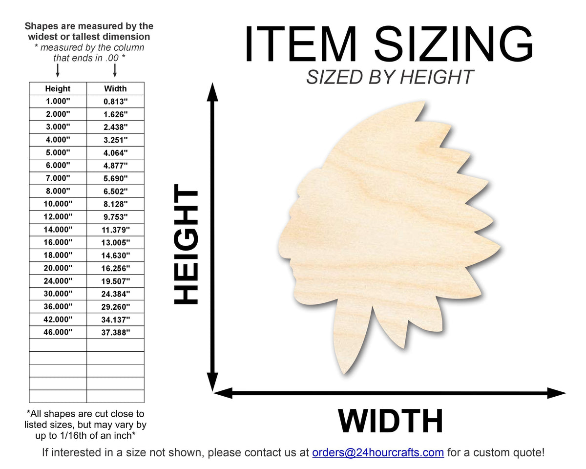 Unfinished Wood Native American Mascot Shape | DIY Craft Cutout | up to 46" DIY