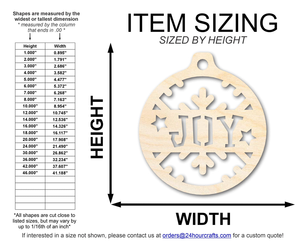 Unfinished Wood Joy Ornament Shape - Craft - up to 46" DIY
