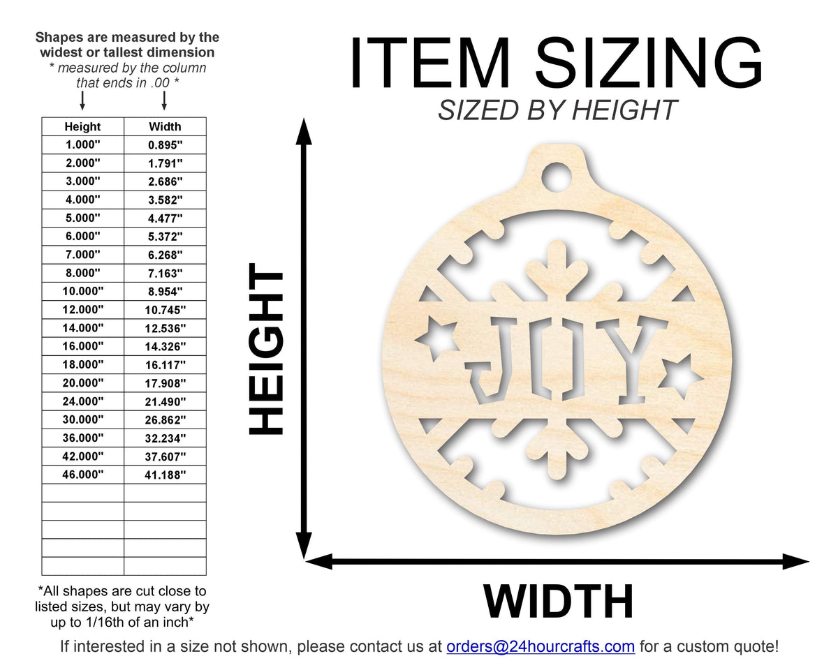 Unfinished Wood Joy Ornament Shape - Craft - up to 46" DIY