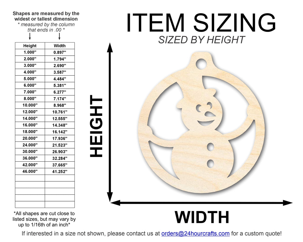 Unfinished Wood Snowman Ornament Shape - Craft - up to 46" DIY