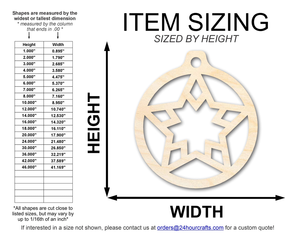 Unfinished Wood Star Ornament Shape - Craft - up to 46" DIY