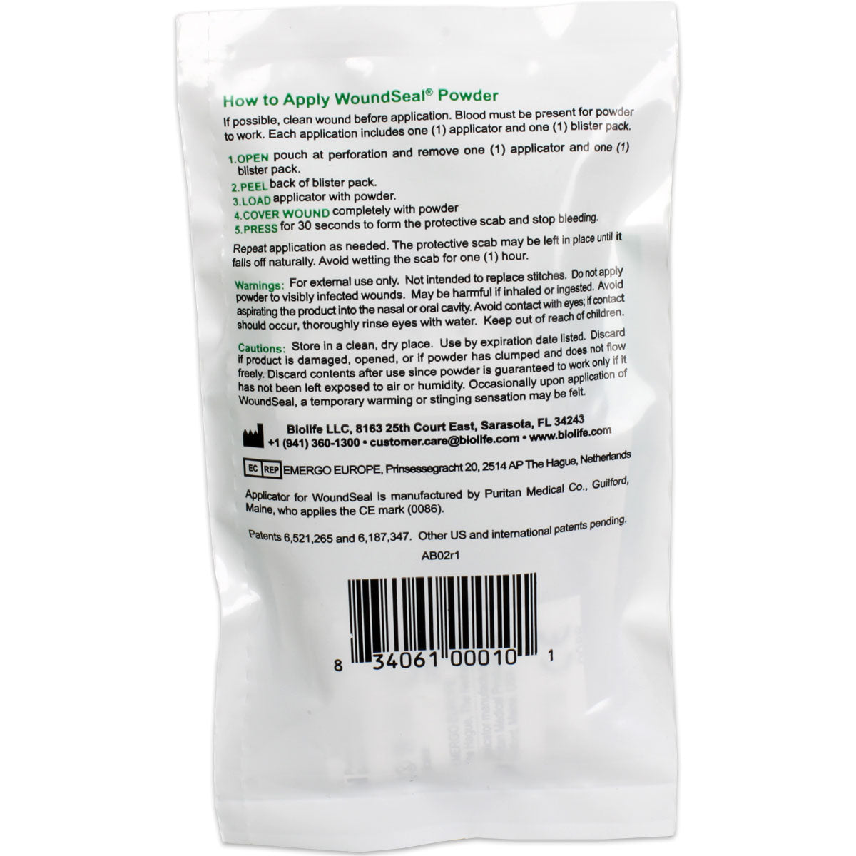 QR WoundSeal + Applicator for Nosebleeds, 2 Applications