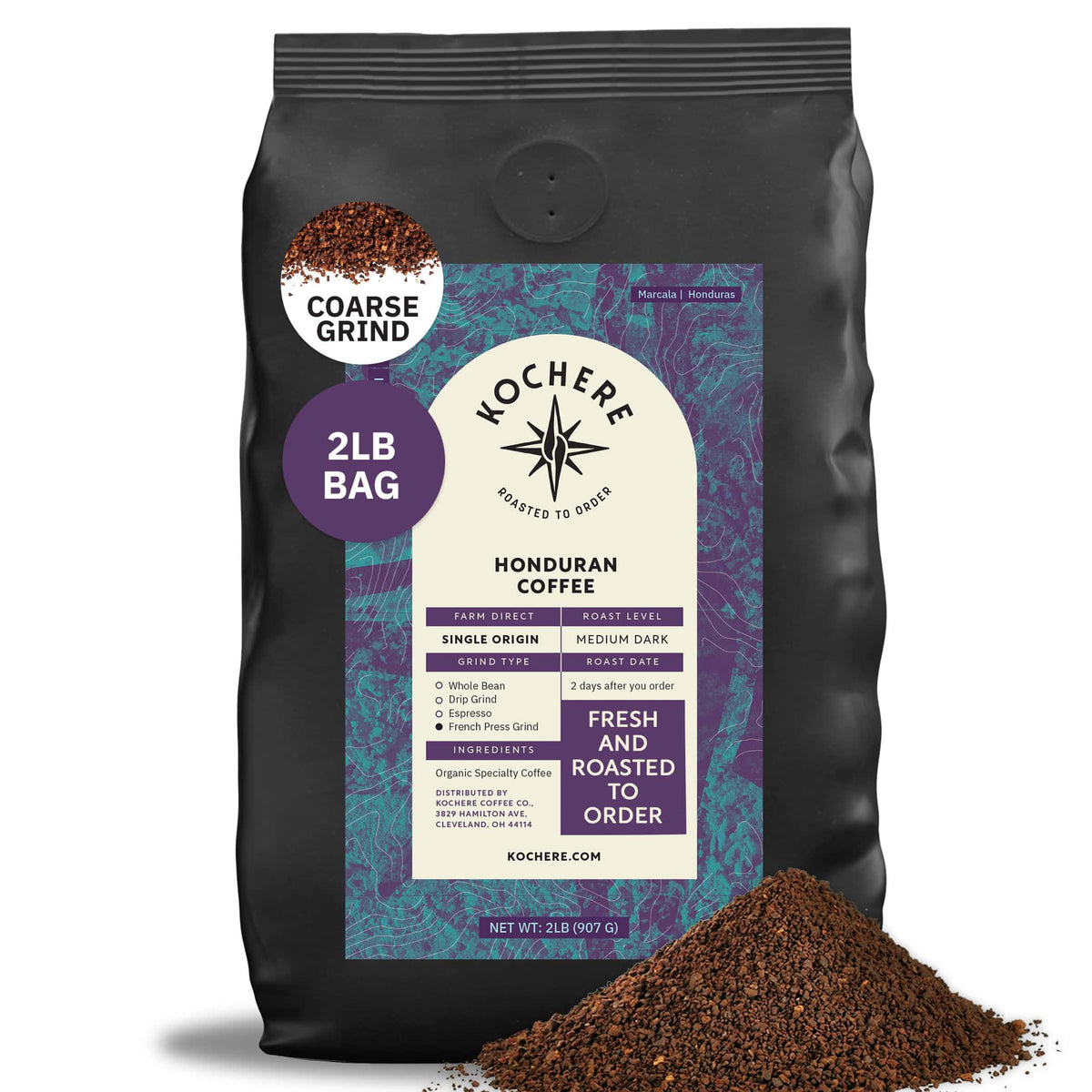 Kochere Coffee Honduran Marcala Organic Medium-Dark Roast - Caramel, Spice, Brown Sugar Notes