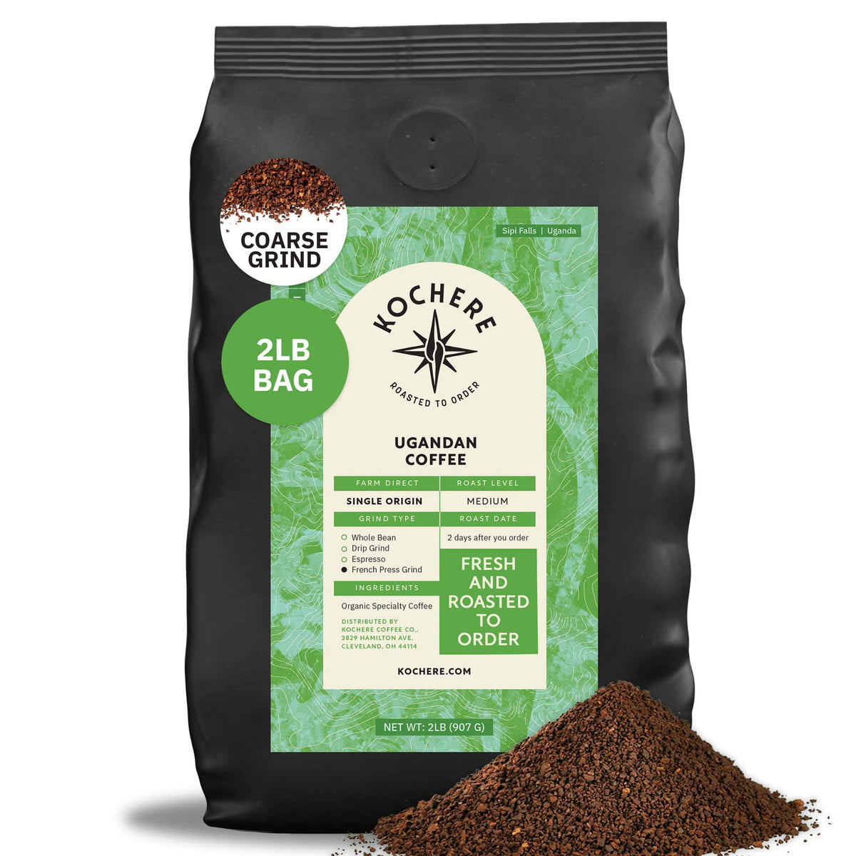 Kochere Coffee Ugandan Sipi Falls Single Origin, Organic Medium Roast - Raisin, Fig, Brown Sugar Notes