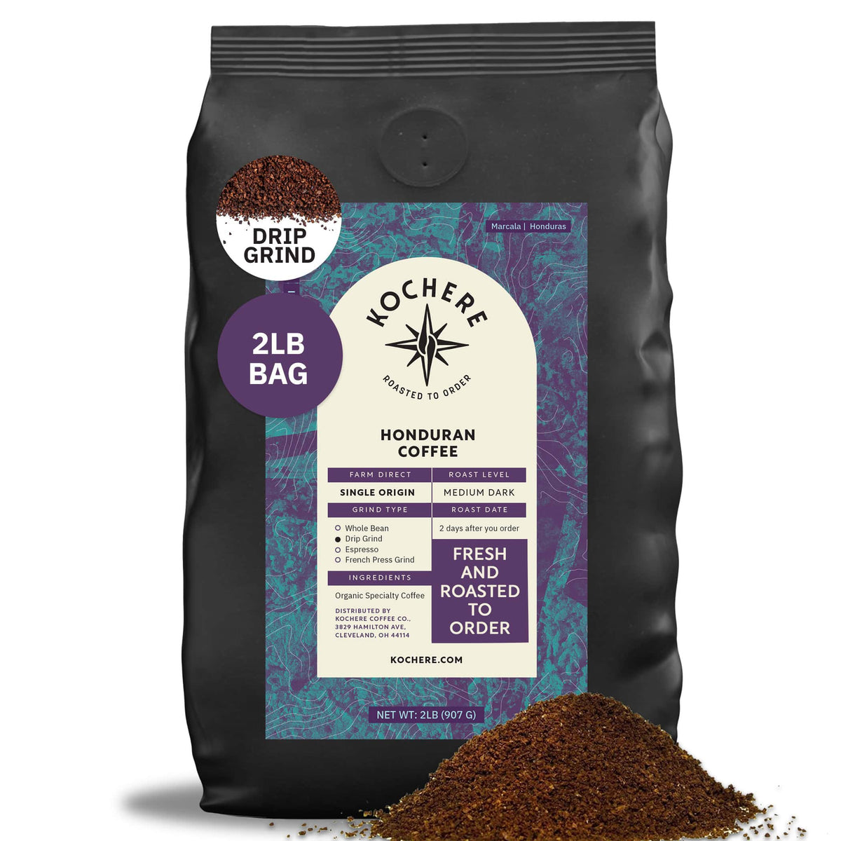 Kochere Coffee Honduran Marcala Organic Medium-Dark Roast - Caramel, Spice, Brown Sugar Notes
