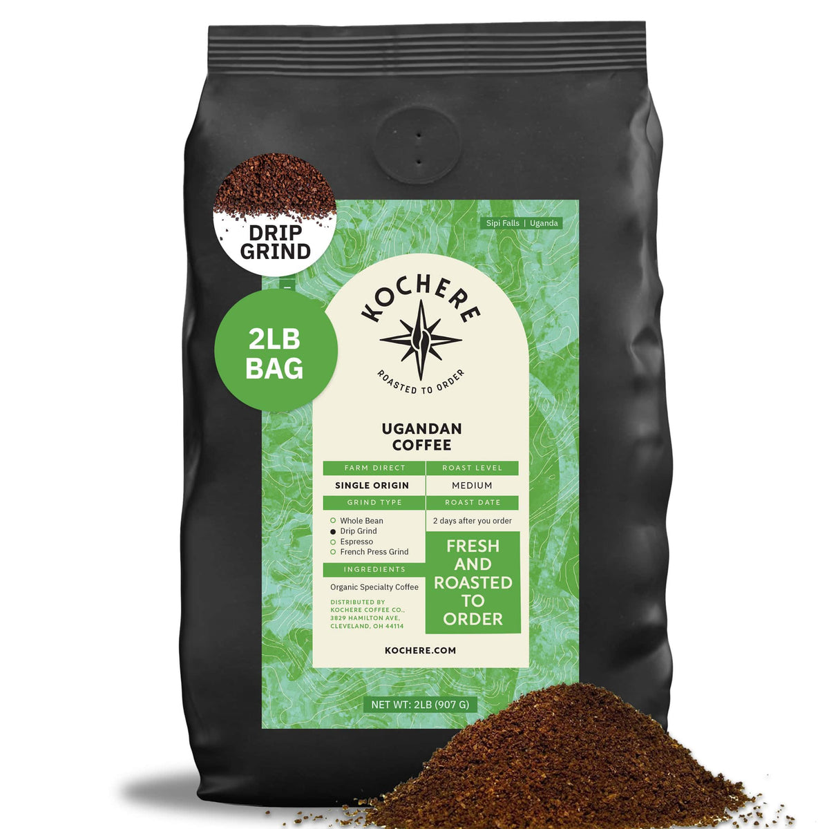 Kochere Coffee Ugandan Sipi Falls Single Origin, Organic Medium Roast - Raisin, Fig, Brown Sugar Notes