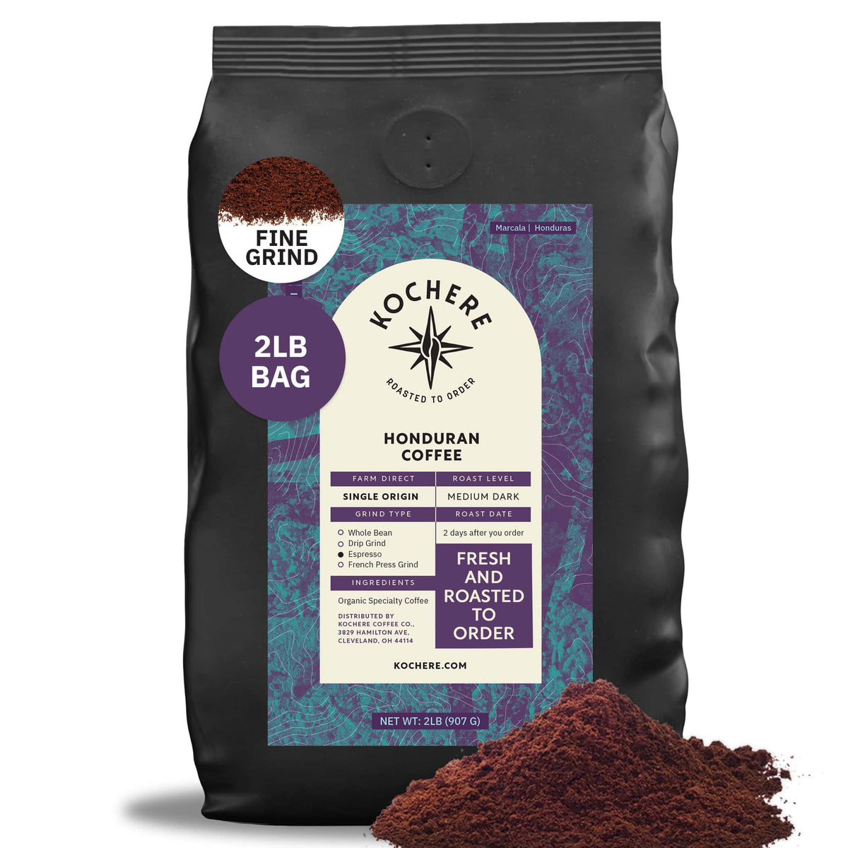 Kochere Coffee Honduran Marcala Organic Medium-Dark Roast - Caramel, Spice, Brown Sugar Notes