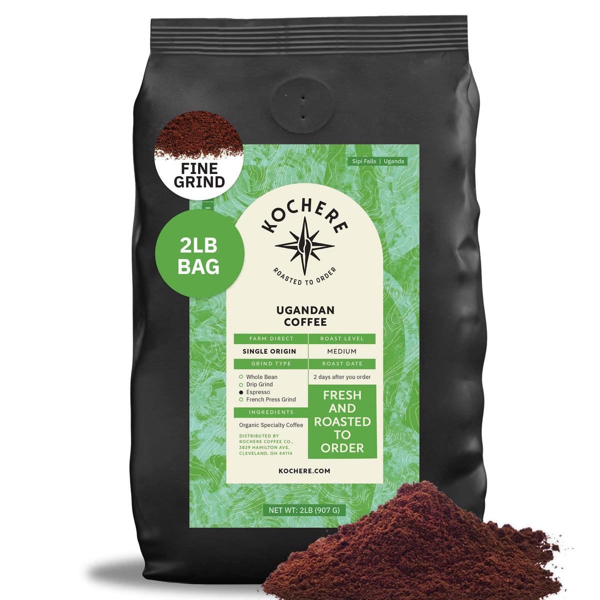 Kochere Coffee Ugandan Sipi Falls Single Origin, Organic Medium Roast - Raisin, Fig, Brown Sugar Notes