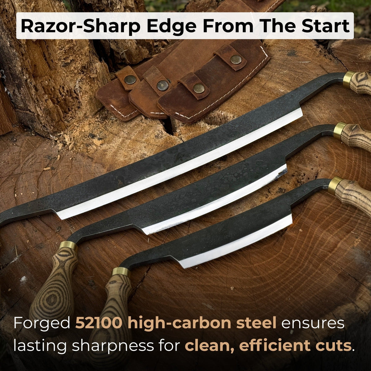 3-Piece Curved Drawknife (Palm Handles) Set