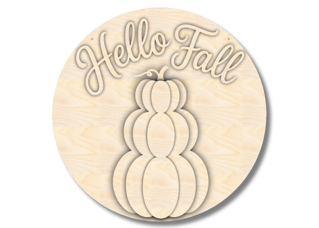 Unfinished Wood Hello Fall Pumpkins Door Sign Kit | Wood Craft Cutouts | 1/4" Thick |