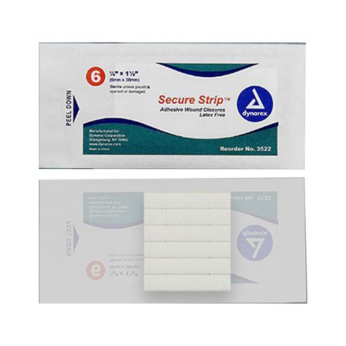1/4"x1-1/2" SecureStrip Adhesive Wound Closures, 6 per pouch