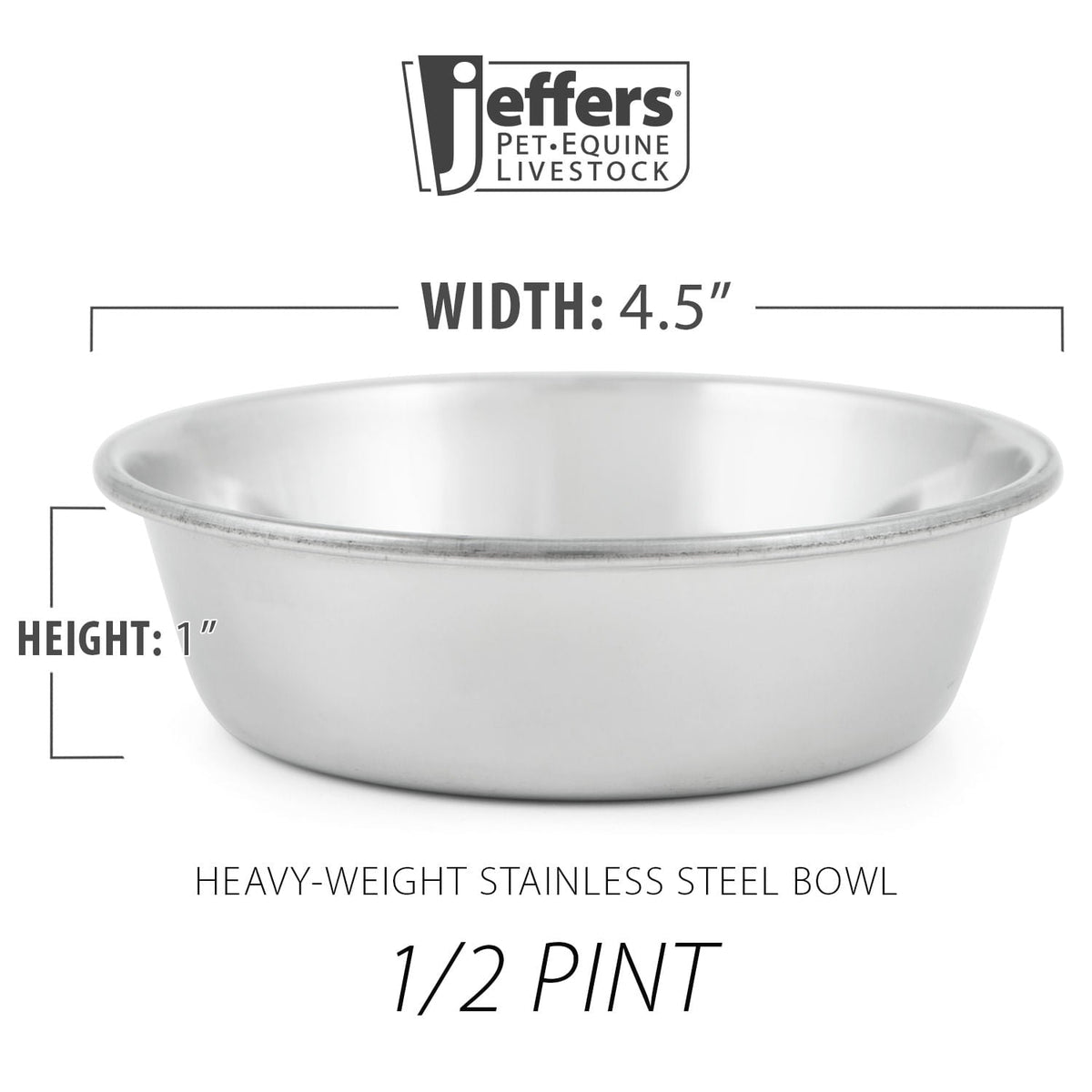 Jeffers Heavy Weight Stainless Steel Pet Bowls – Durable Pet Food & Water Dish, Chew-Resistant, Dishwasher Safe