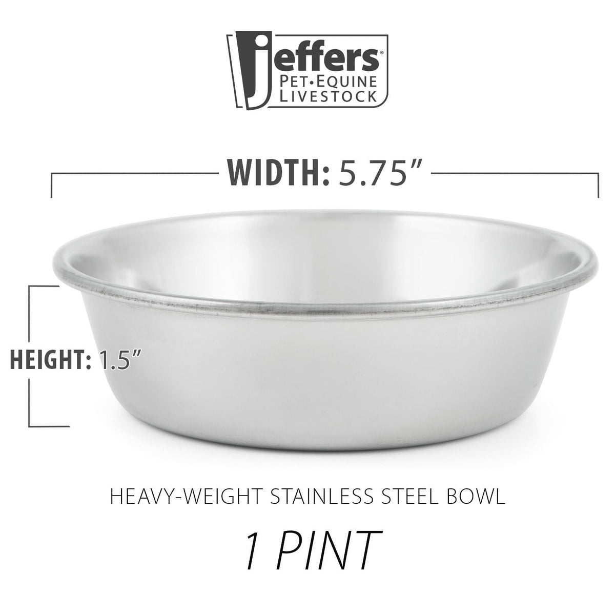 Jeffers Heavy Weight Stainless Steel Pet Bowls – Durable Pet Food & Water Dish, Chew-Resistant, Dishwasher Safe