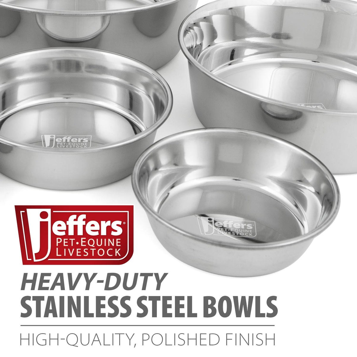 Jeffers Heavy Weight Stainless Steel Pet Bowls – Durable Pet Food & Water Dish, Chew-Resistant, Dishwasher Safe