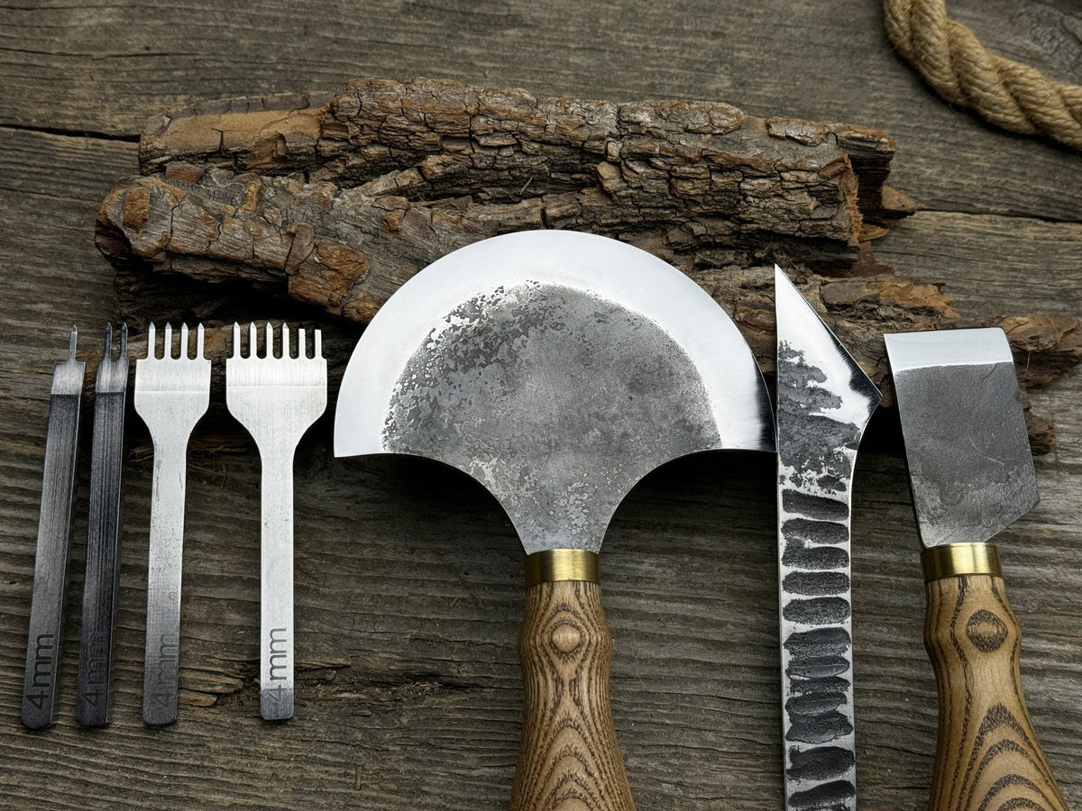 5-Piece Leather Working Tool Set With Nylon Mallet