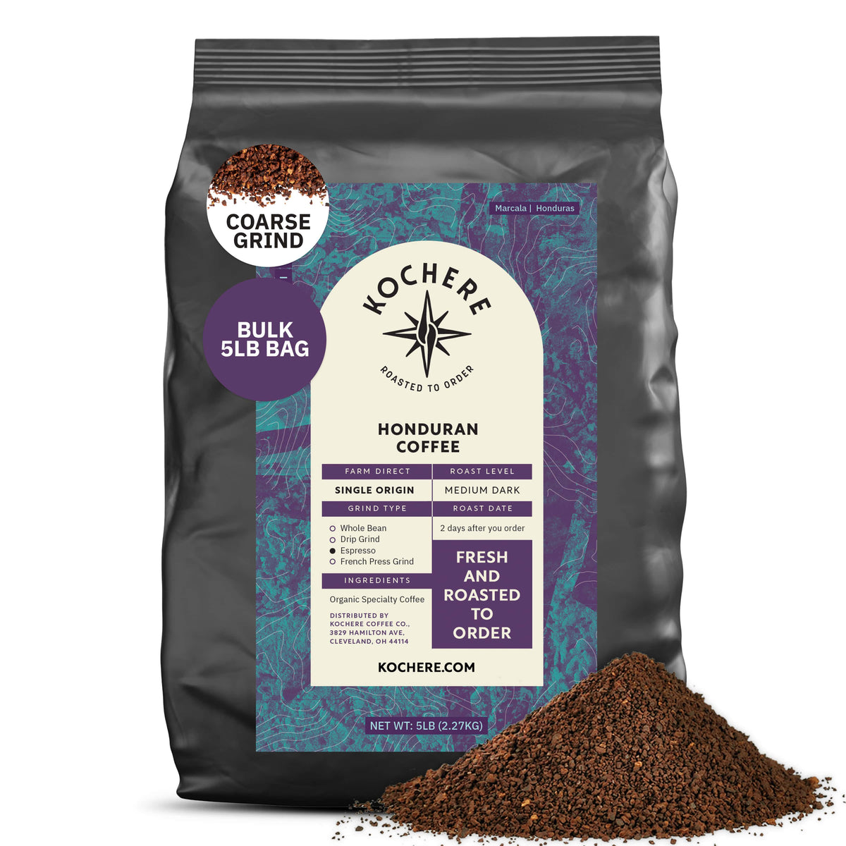 Kochere Coffee Honduran Marcala Organic Medium-Dark Roast - Caramel, Spice, Brown Sugar Notes