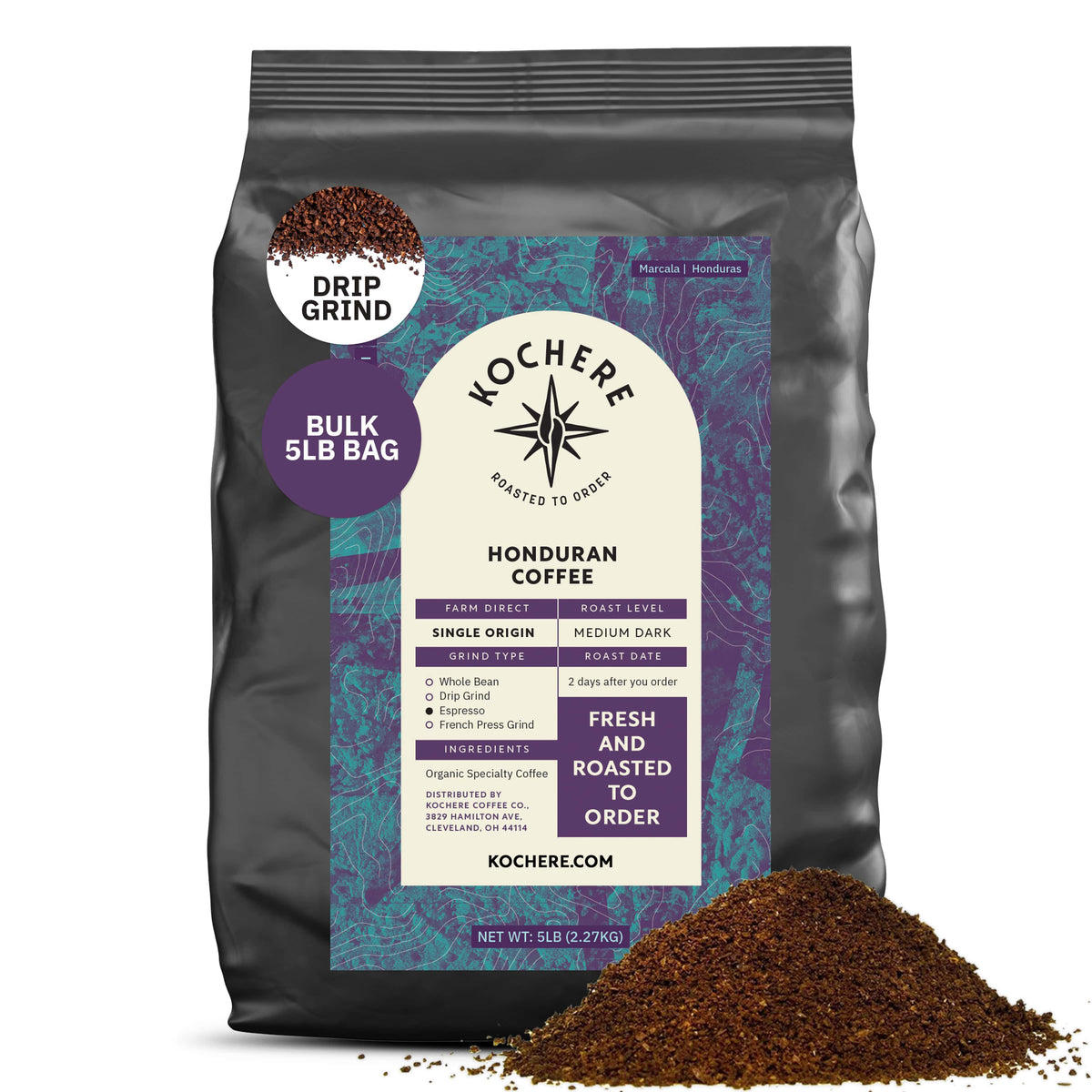 Kochere Coffee Honduran Marcala Organic Medium-Dark Roast - Caramel, Spice, Brown Sugar Notes