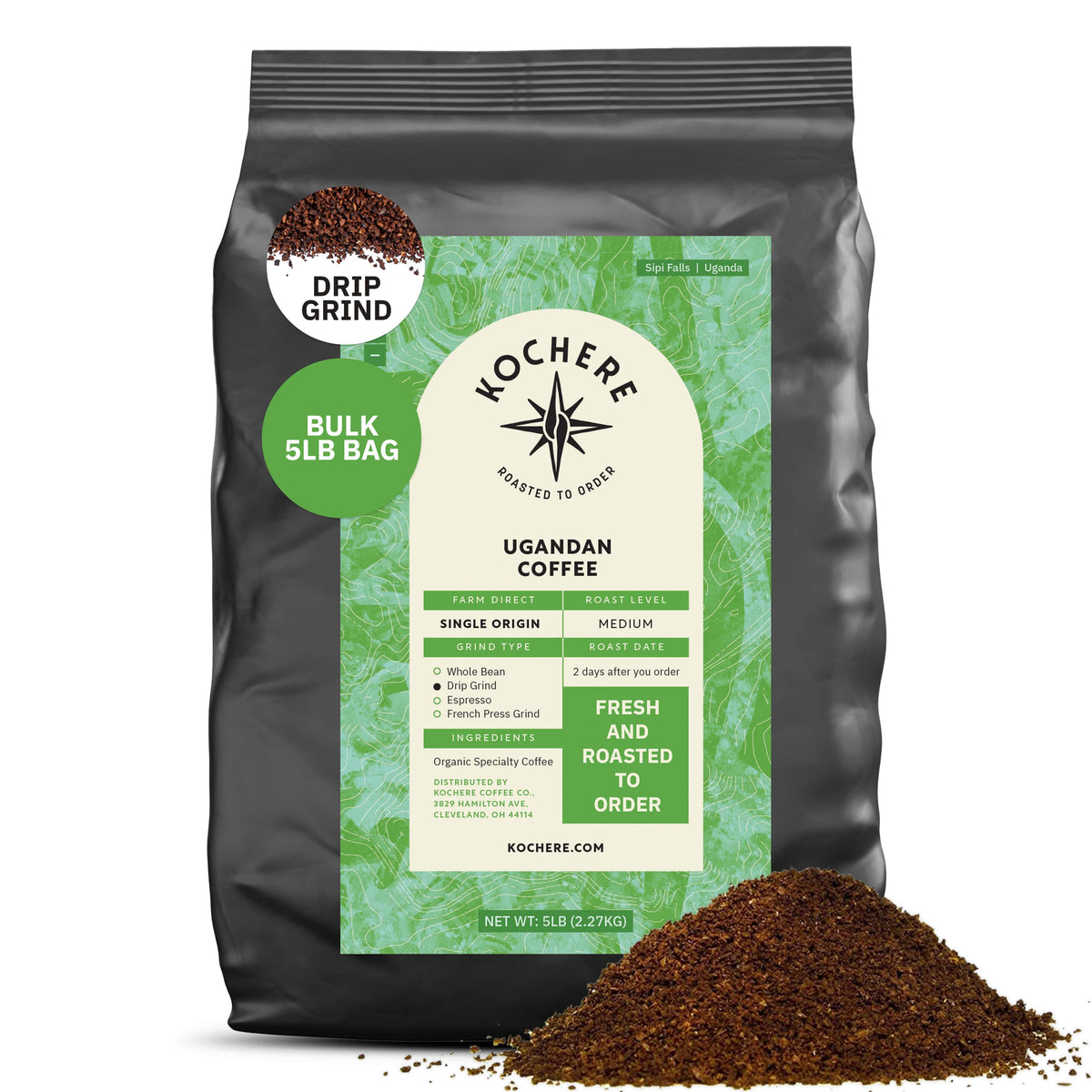 Kochere Coffee Ugandan Sipi Falls Single Origin, Organic Medium Roast - Raisin, Fig, Brown Sugar Notes