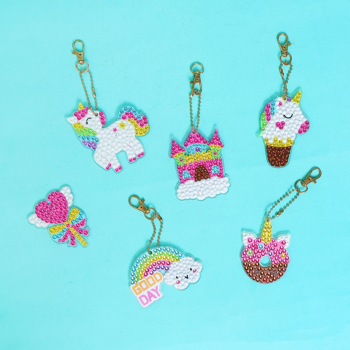 Adorable Keychains Diamond Art Kit – Unicorn (Set of 15)