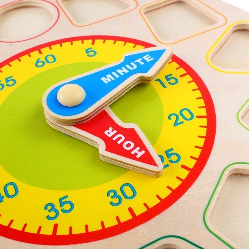 Learn To Tell Time Wooden Shape Sorting Clock Montessori Learning Toy