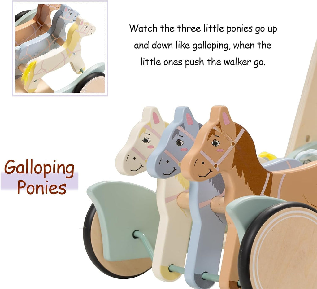 Wooden Galloping Ponies 2-in-1 Push & Pull Learning Walker