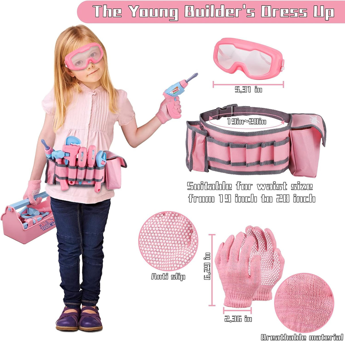 Constructive Kids STEM Building Tool Set Pink Edition