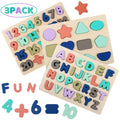 Wooden Alphabet Number Shape Learning Montessori Puzzle