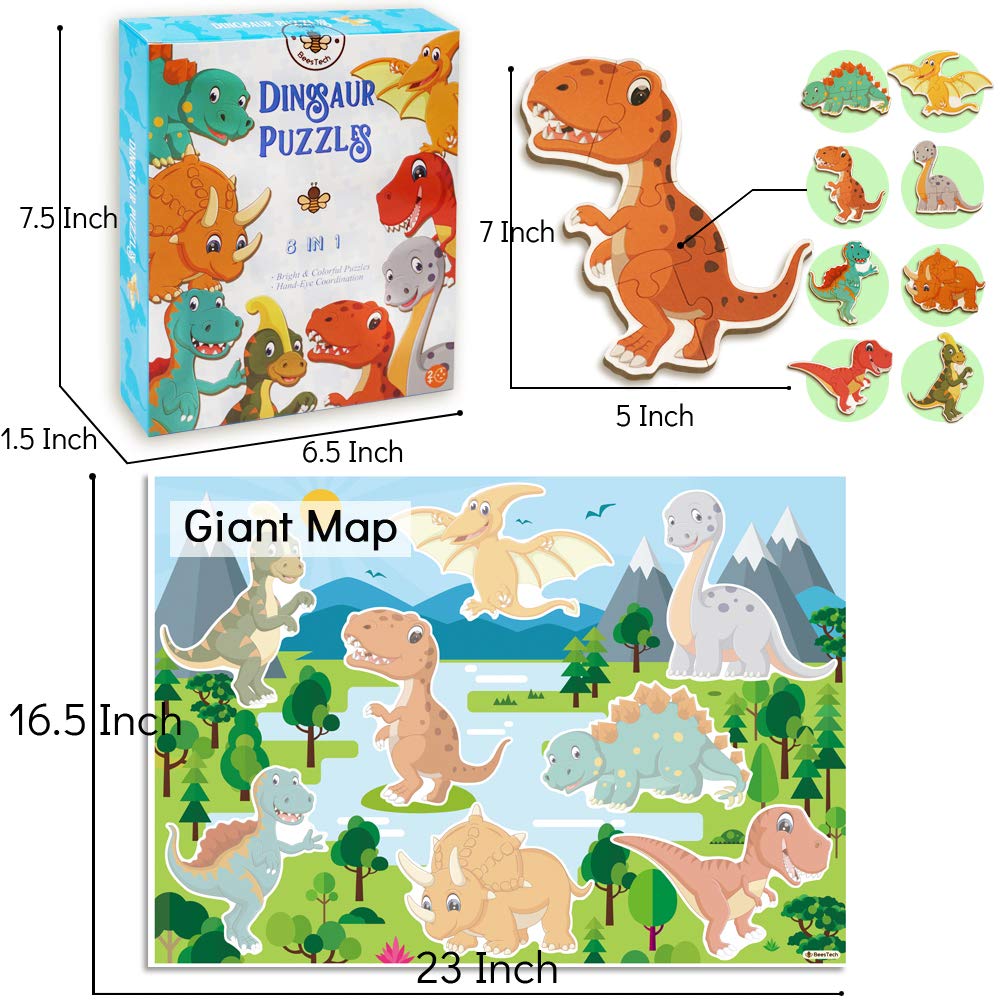 Wonderful Dinosaur 8 Floor Puzzles and Giant Map