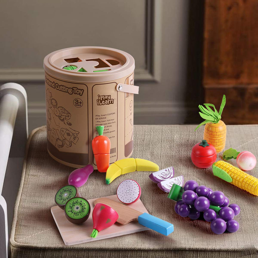 Cutting & Cooking Wooden Fruits & Vegetables Kitchen Set